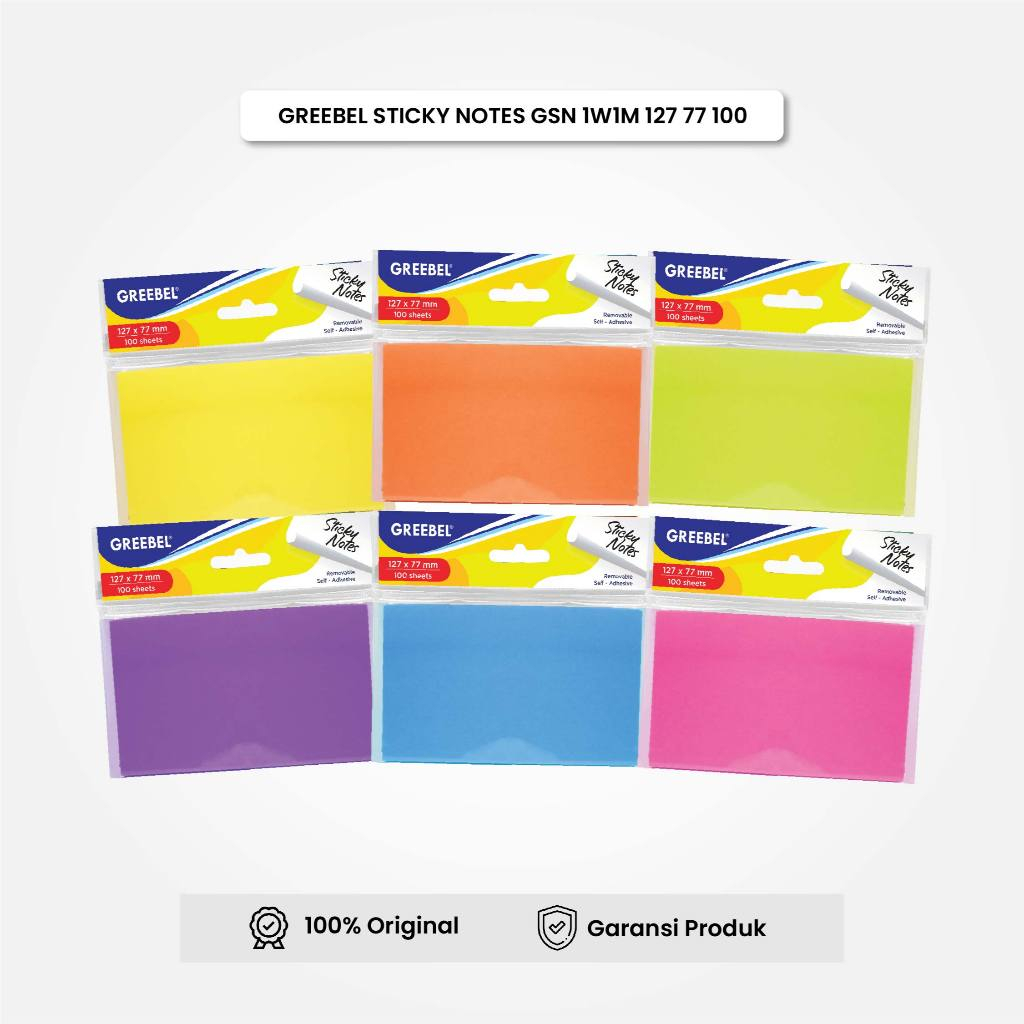 

GREEBEL Sticky Notes Kertas Catatan 100 Lembar (1W1M 127 77 100) Note Memo Alat Tulis Kantor