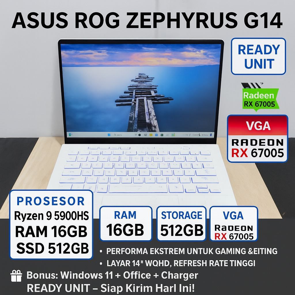 Gaming ASUS ROG Zephyrus G14 GA402RK Animatrix RX6700S RYZEN 9 6900HS Ram 32GB 1TB SSD