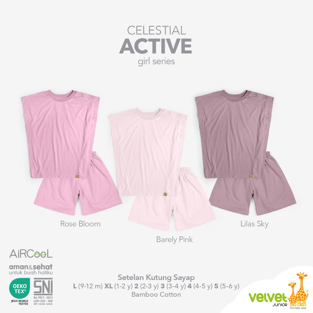 Velvet Junior Celestial Active - Baju Anak Perempuan Setelan Kutung Sayap - Celestial 9