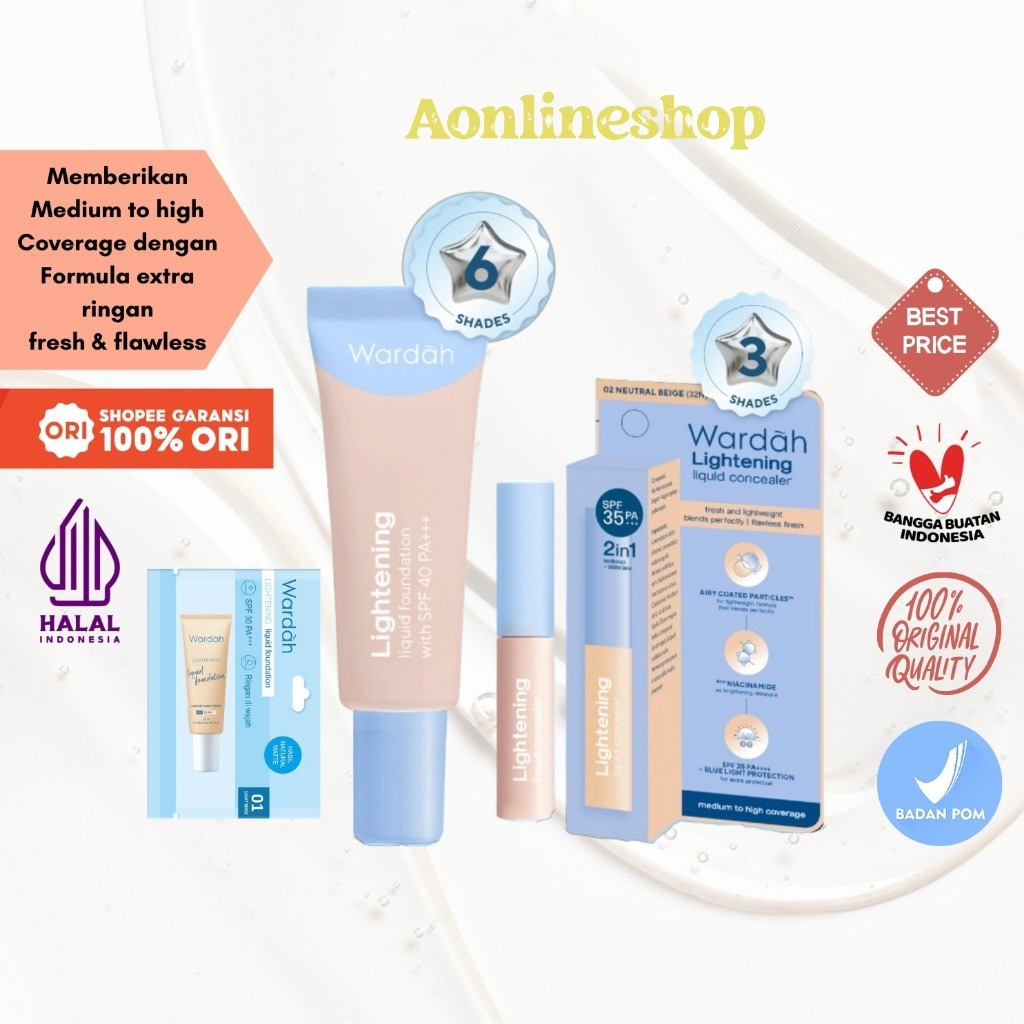 AS Wardah Lightening Liquid Foundation / Concealer Alas Bedak Cair 25 ML/6ML