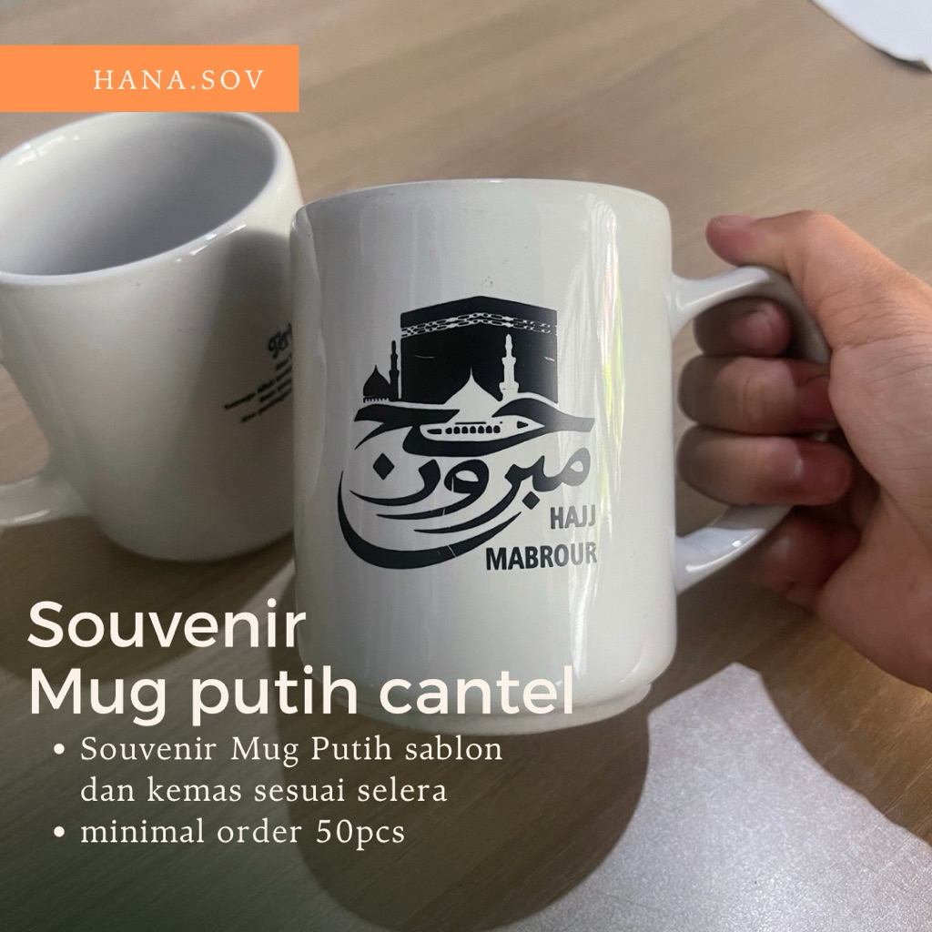 Hana.sov souvenir Gelas Mug Putih gagang souvenir pernikahan souvenir bayi dan marcandes