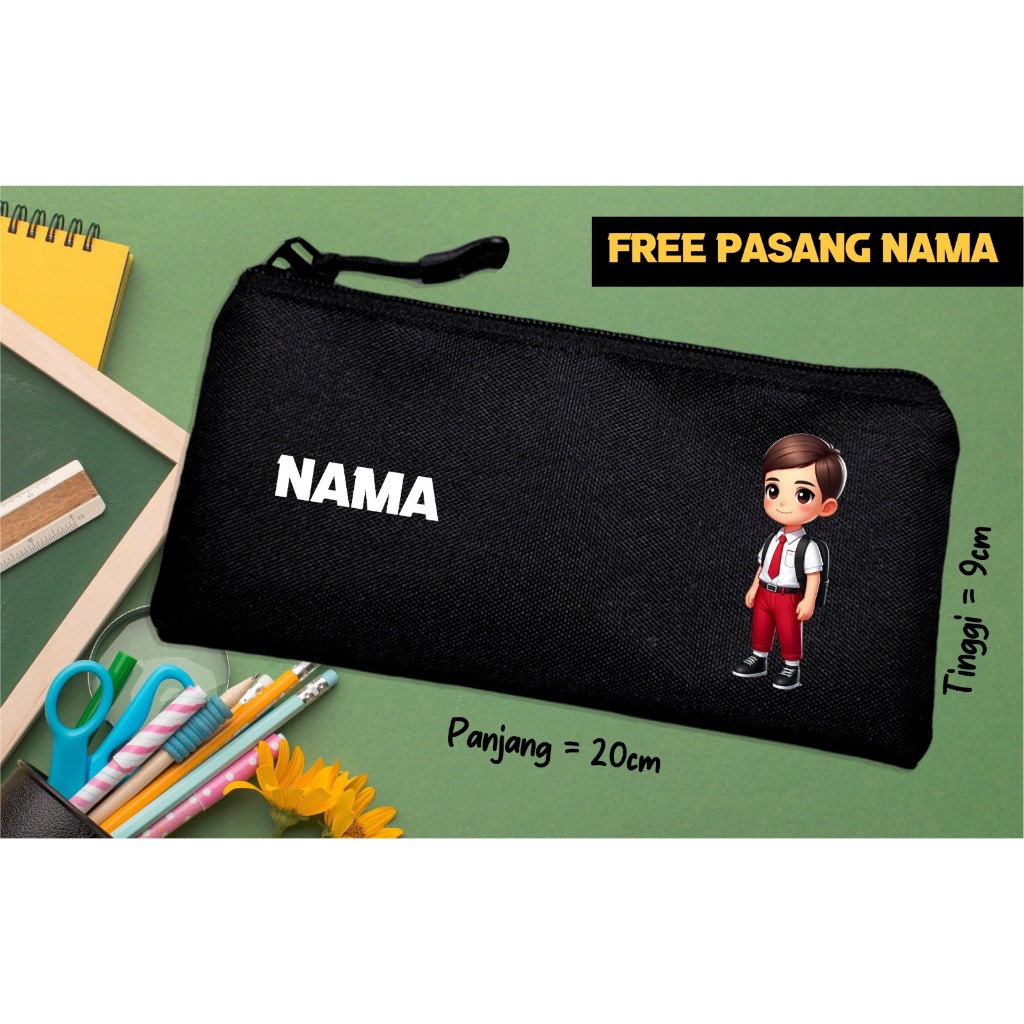 

Gratis Sablon Nama Tempat Pensil Anak Sekolah Laki Laki Perempuan Bahan Cordura Murah Custom