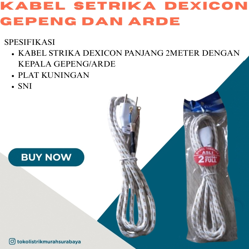 Kabel setrika dexicon Gepeng dan Arde