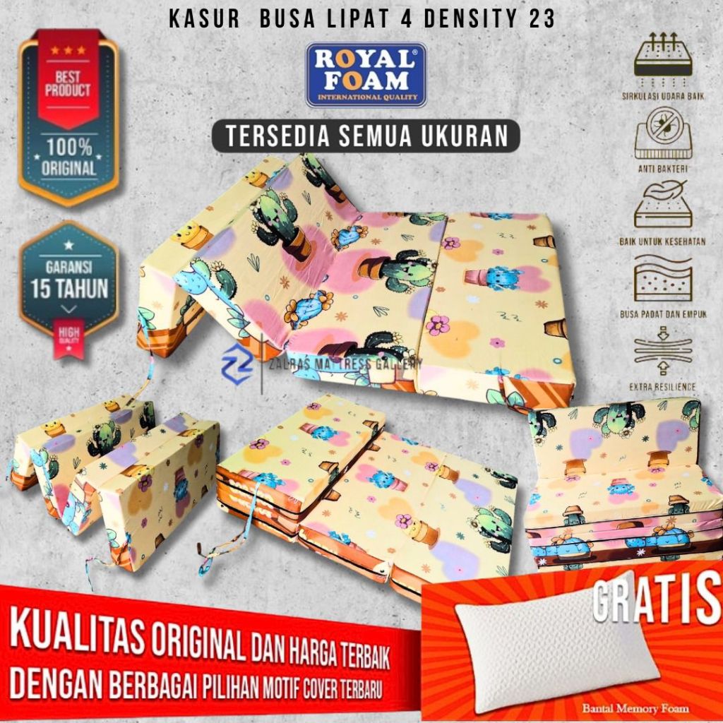 Kasur Busa Lipat 4 ROYAL FOAM Density 23 Garansi 15 ahun