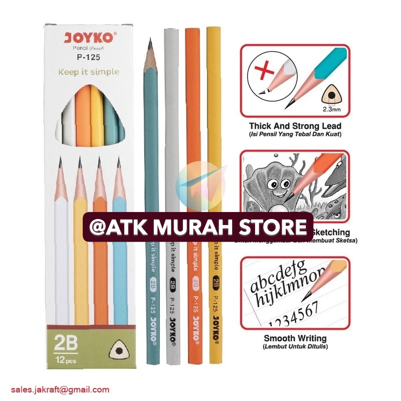 

[ATMS] 12 PCS Pensil Tulis Kayu 2B Segitiga JOYKO P-125 Warna Morandi Triangle Pencil Serbaguna