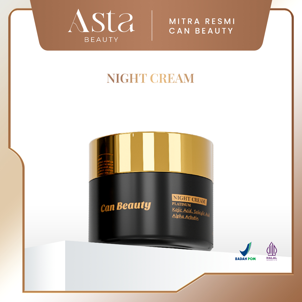 [ ORIGINAL ] CAN BEAUTY Nightcream Whitening platinum BPOM -  Krim Malam Mencerahkan Melembabkan Waj