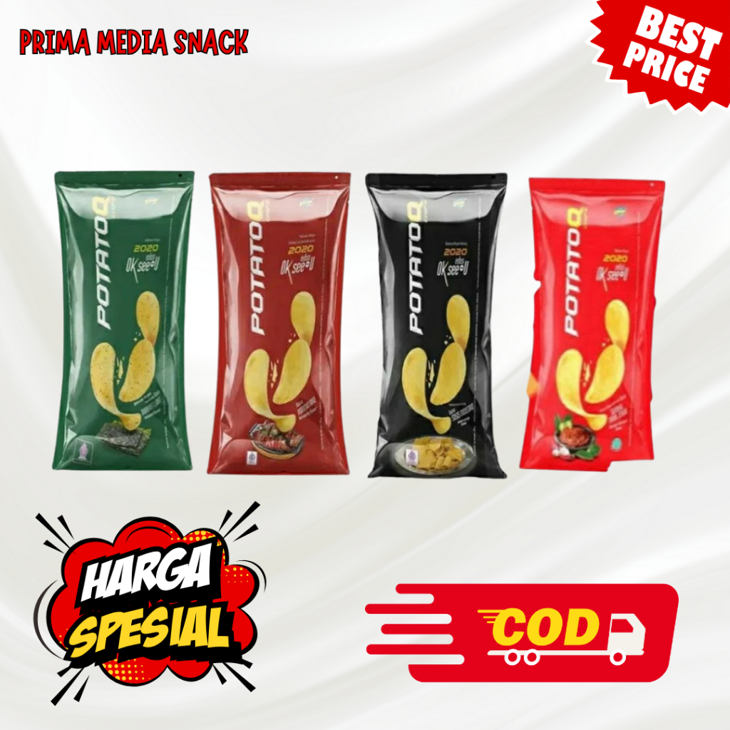 

TERMURAH !!! Potato Q Chips Keripik Kentang Ecer isi 10 Pcs & 1 Karton 10 Pack isi 100 Pcs