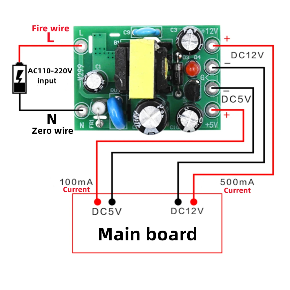 1PC Baru Hot Mini AC-DC Converter AC 110V 220V Ke DC 12V 0.2A+5V Modul Papan Grosir