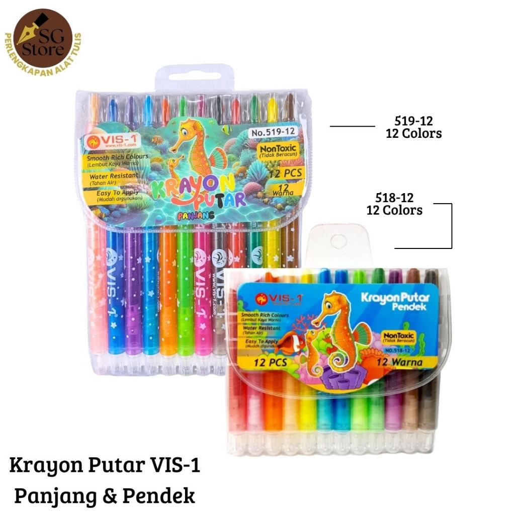 

Krayon Putar 12 warna / 12 Colors Twist Crayons