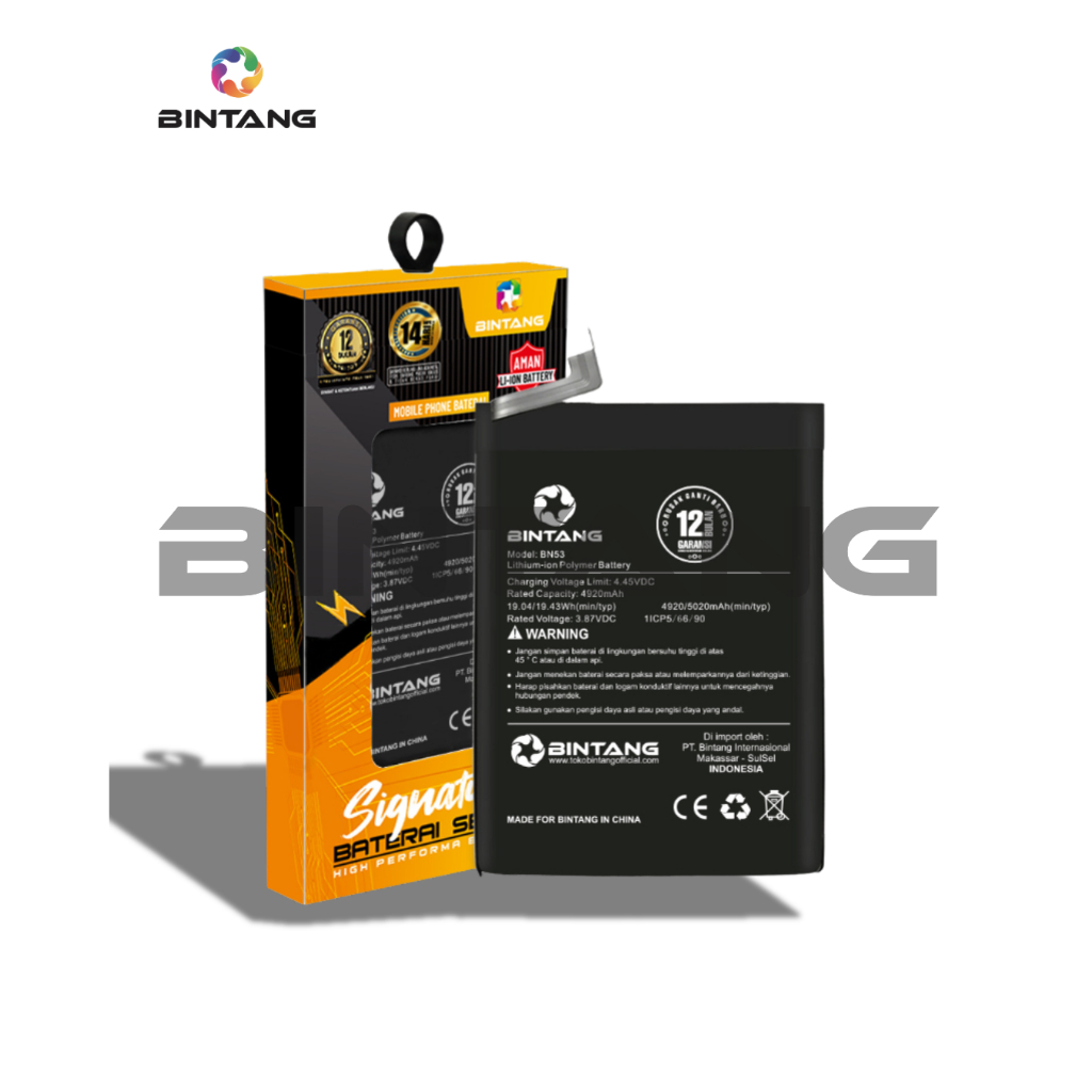 BATERAI BINTANG SS XIAOMI REDMI NOTE 9 PRO/BN53