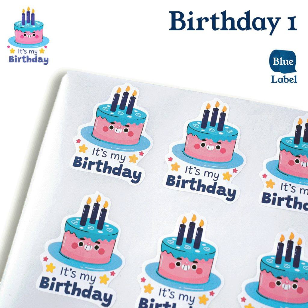 

Stiker Vinyl Ulang Tahun Birthday Pesta 4cm x 6.5 cm | Stiker Label Souvenir & Goodie Bag | Mau Custom - Chat Admin