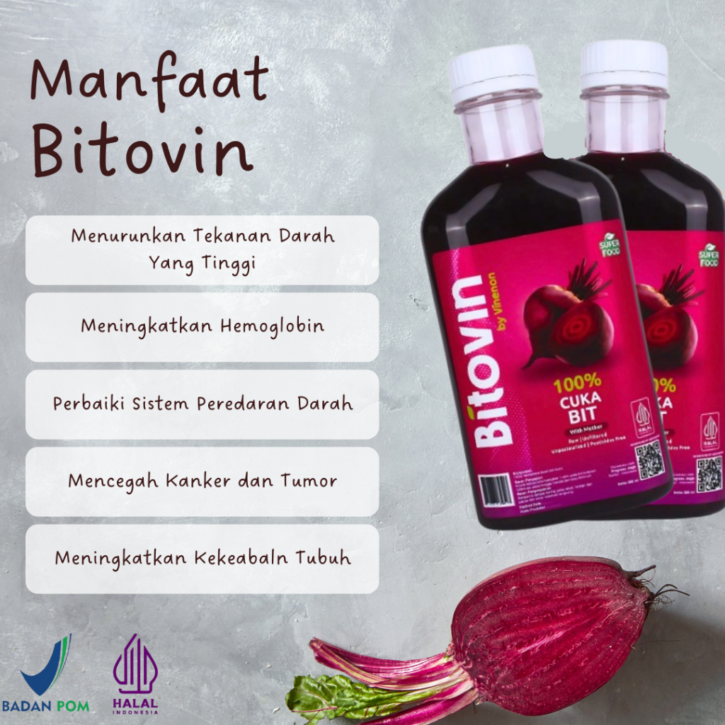

Bitovin Cuka Buah Bit Murni 100% Original Paket 2 Botol