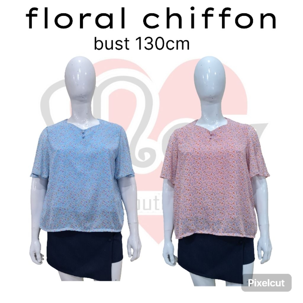blus atasan bigsize jumbo floral sifon
