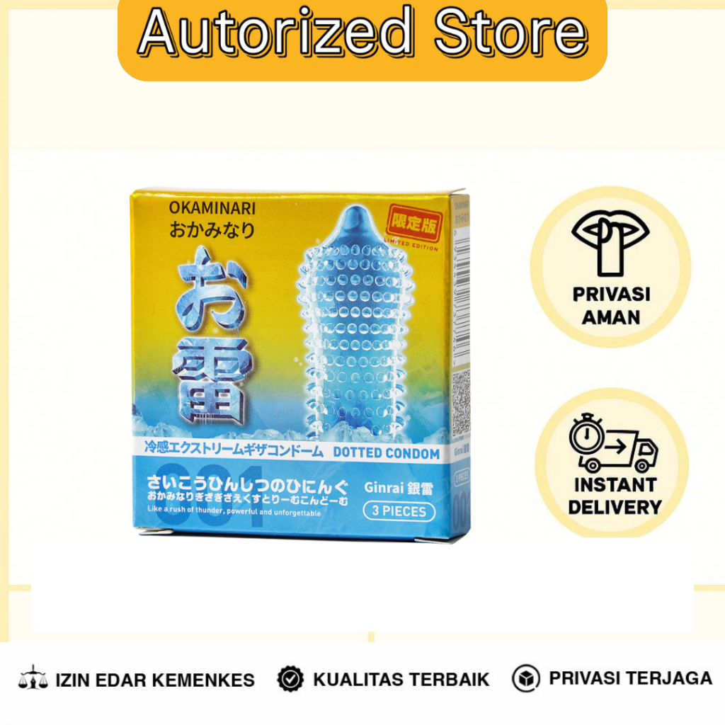 Okaminari Kondom Bergerigi Berduri Ice Premium - Varian Box Isi 3Pcs