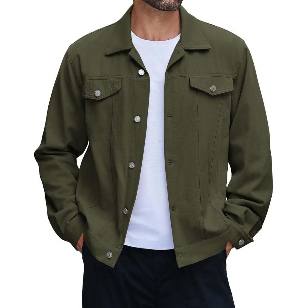 jacket army jeans army cowok cewek denim hijau army