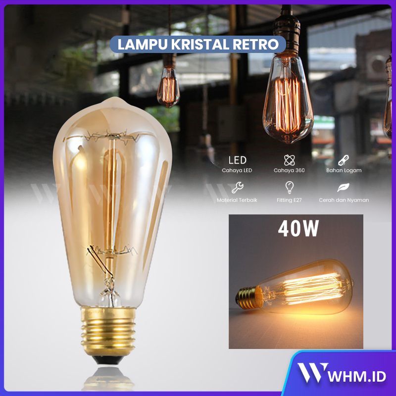 Keka'Store Lampu Led Filamen 4W 40W Bohlam Edison E27 / Lampu Hias Gantung Dekorasi Cafe / Fitting