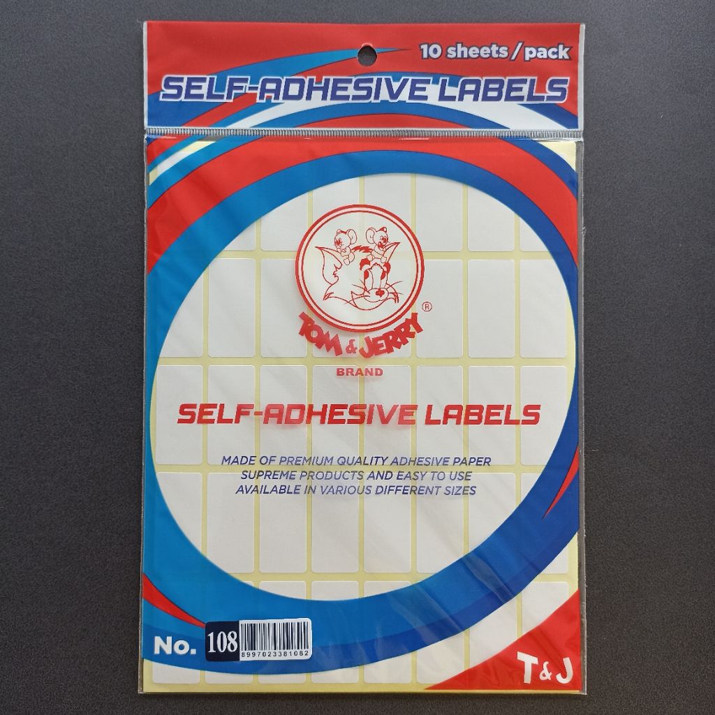 

Tom Jerry Label No.108 | Label Polos Ukuran 18X38 mm Kotak | Self Adhesive 400 Labels