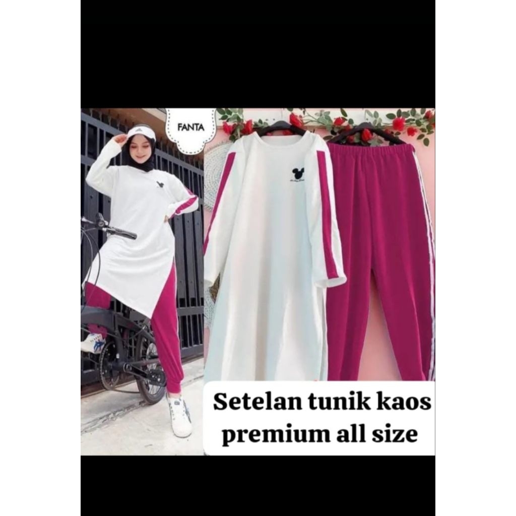 Stelan celana Tunik kaos premium