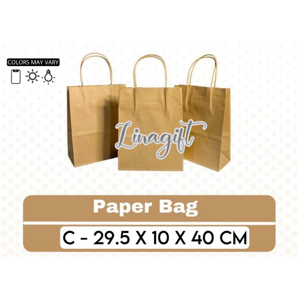 

( 1 Pak - 10 Pc ) PAPER BAG OKEY KRAFT- PAPERBAG COKLAT POLOS SHOPPING BAG KADO PACKING OLSHO