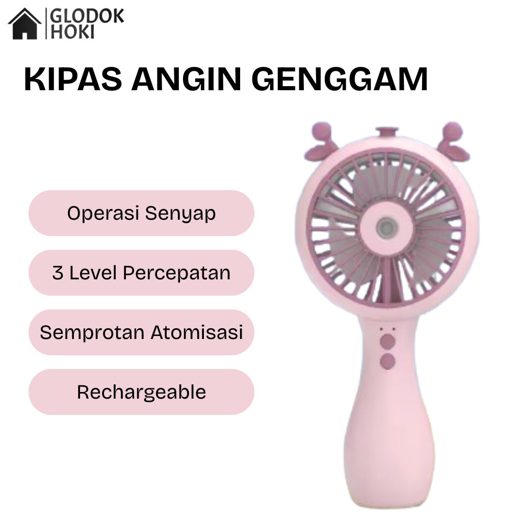 GH Kipas Angin Genggam Tangan Mini Lucu Nano Spray Portable Handheld Cute Spray Fan Rechargeable