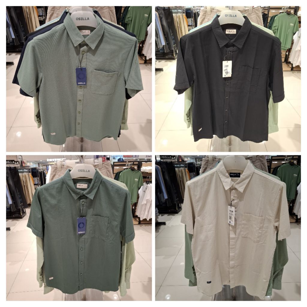 Osella Baju Kemeja Pria Dewasa Lengan Pendek Polos Original
