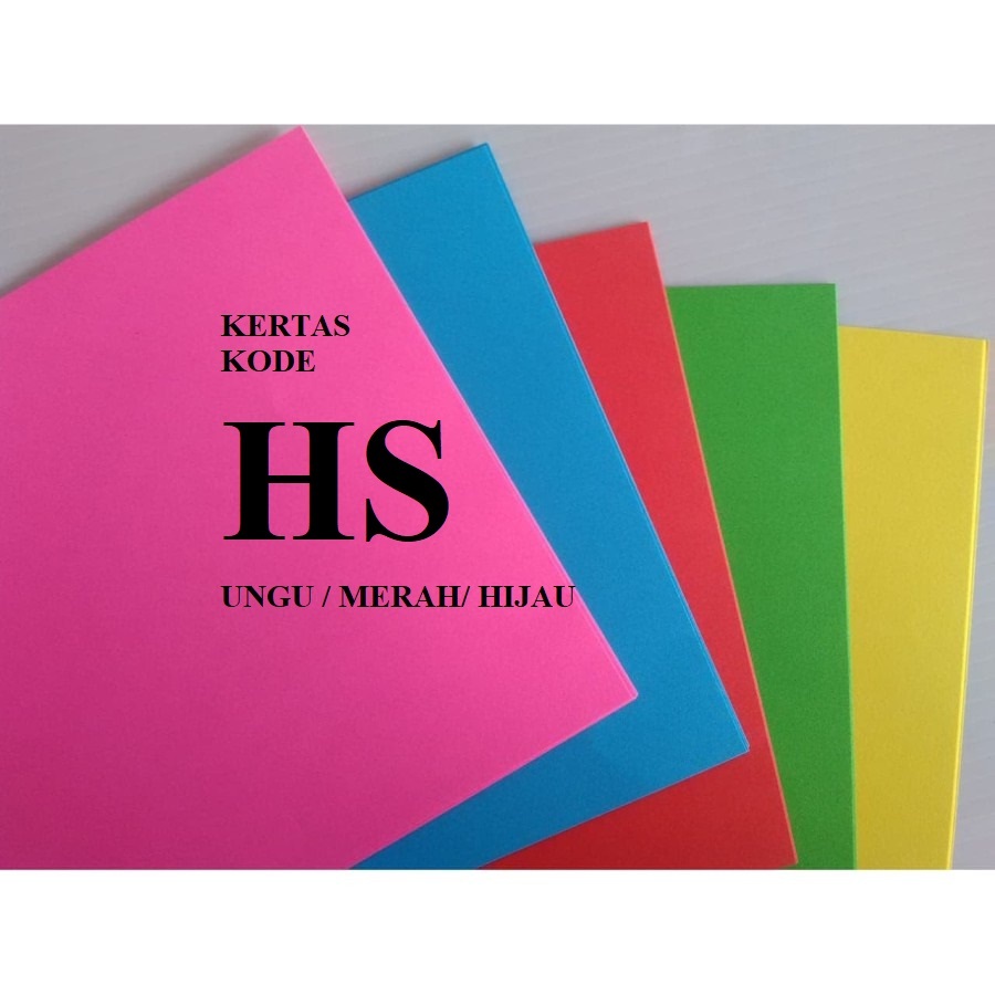 

Kertas polos kode HS warna Purple/ Red/ Green