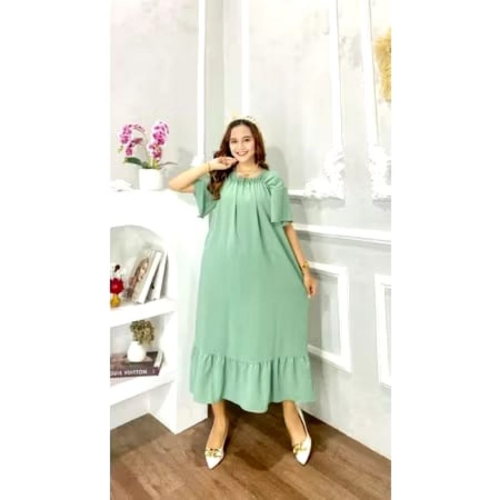 ALGOJO - Daster Long Kerut Panjang // Dress Crinckel cotton Daster Wanita Santai