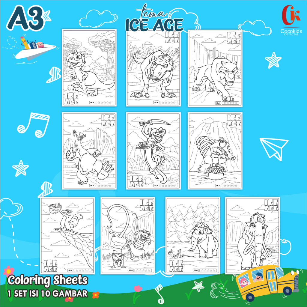 

KERTAS MEWARNAI ANAK A3 - COLORING SHEETS HEWAN 03 - LEMBAR MEWARNAI ANAK PAUD/TK/SD