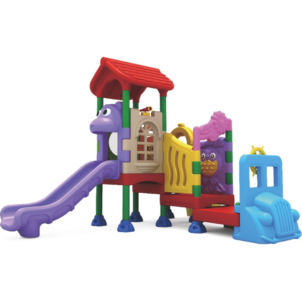 Playground Outdoor/Indoor perosotan karakter lucu, Happy City Indonesia