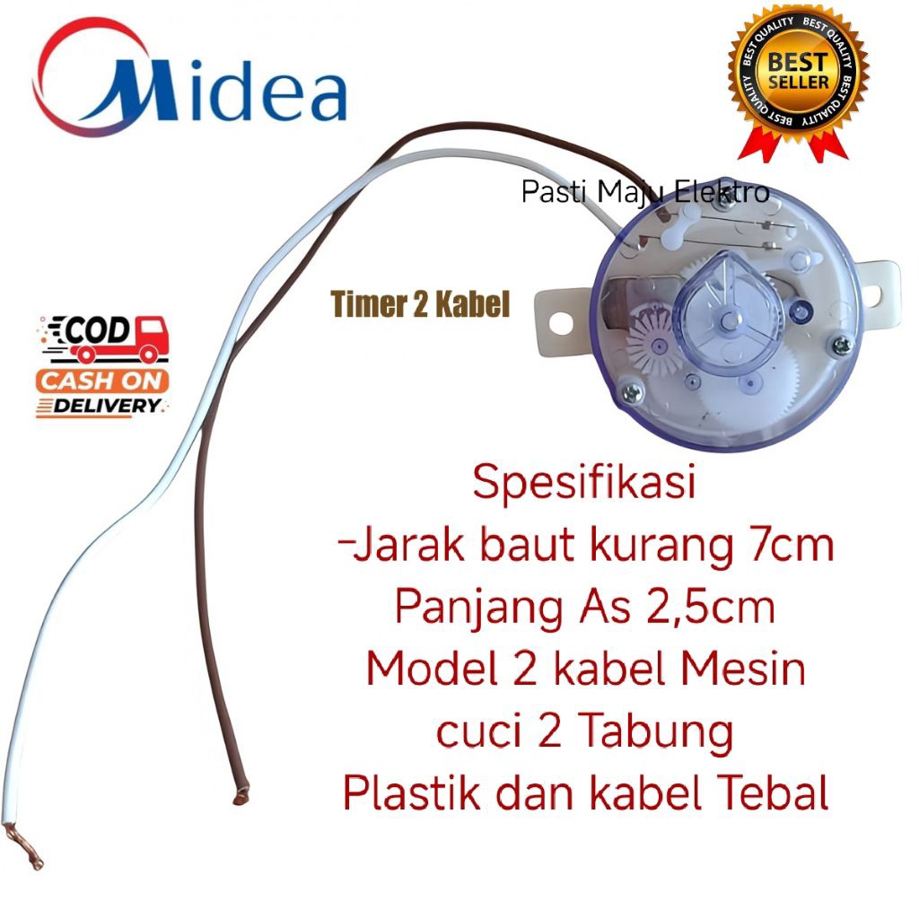 Timer Pengering Mesin Cuci Midea 2 Tabung Dryer Spin 2 Kabel As 2.5cm"