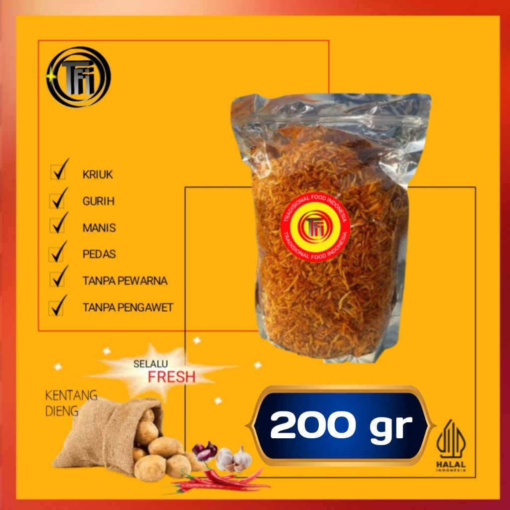 

Mustofa Kentang Kriuk 200gr Keripik Kering Renyah Snack Manis Asin Pedas Cemilan