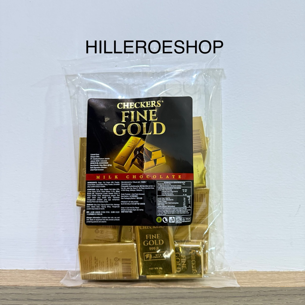 

COKLAT CHECKERS FINE GOLD 300GRAM MILK CHOCOLATE COKELAT IMPORT 300GR