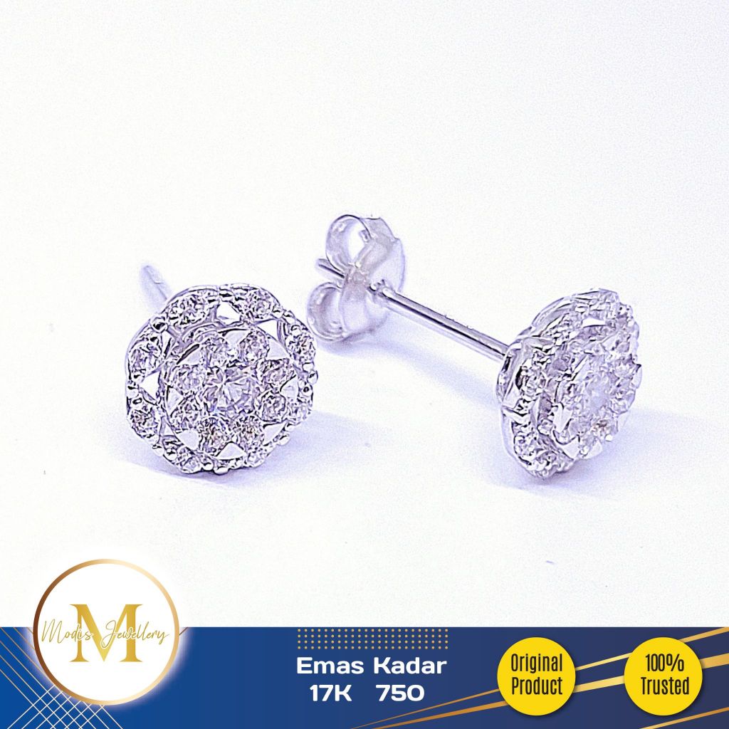 MODIS JEWELLERY - Anting Tusuk Bulat Flower Putih - 17k 750