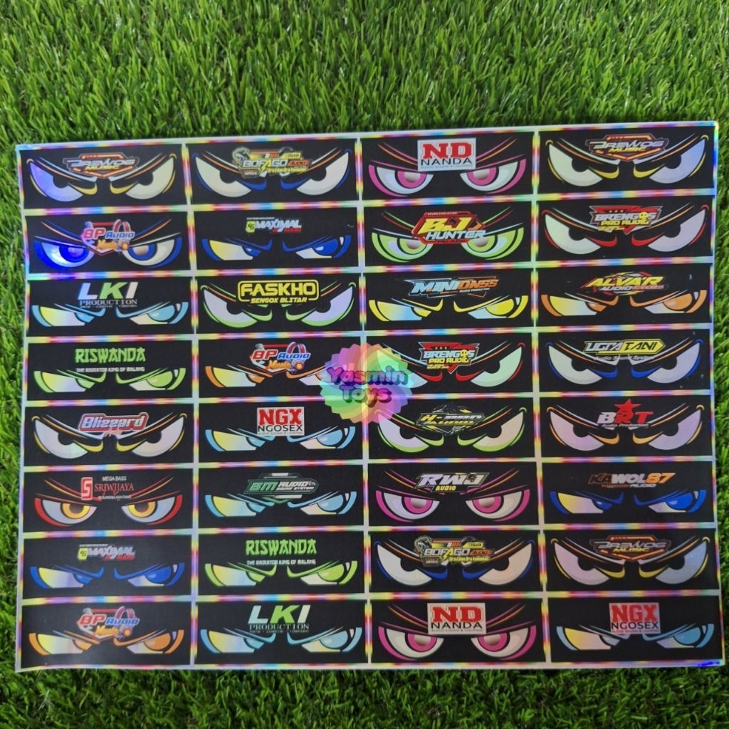 

Stiker hologram mata logo sound perlembar isi 32 pcs