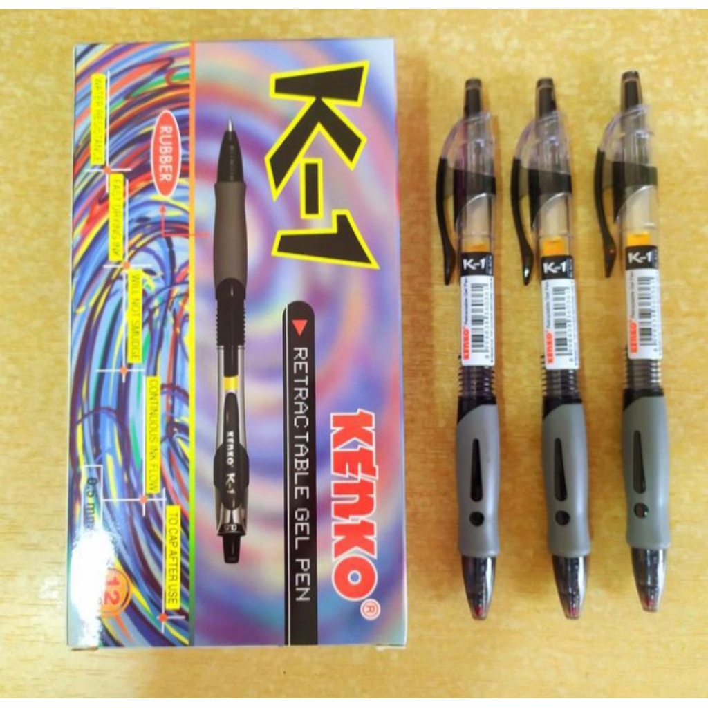 

KENKO Pulpen Gel Pen K1 Retractable 0.5 mm Biru / Hitam / Merah - Doz isi 12 Pcs.