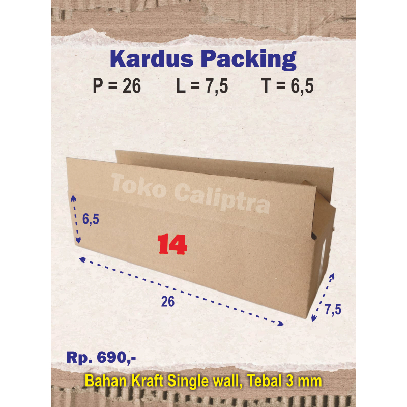 

Kardus Packing 14 PLT (26 x 7,5 x 6,5) Cm