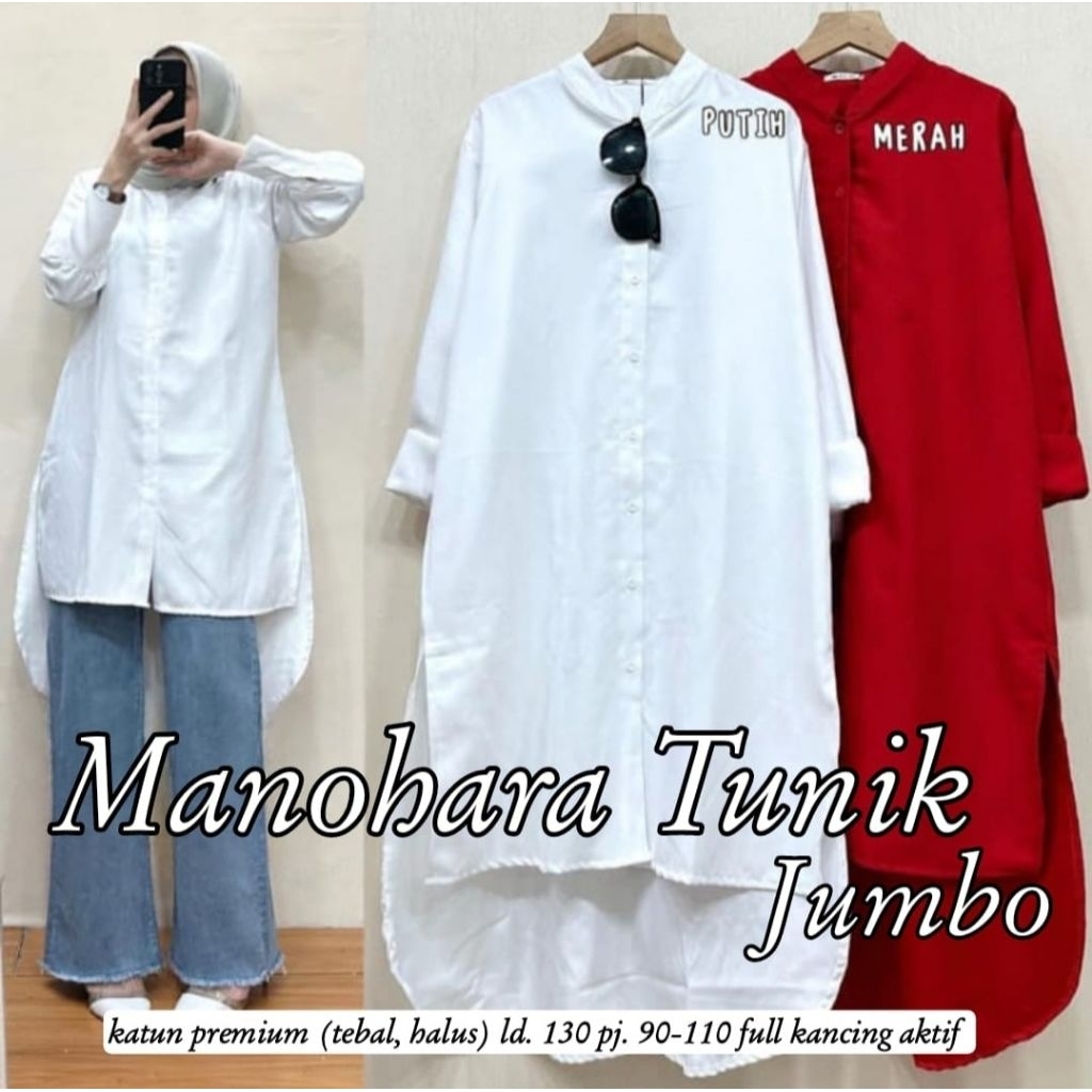 JUMBO LD 130CM MANOHARA BAJU TUNIK WANITA MERAH PUTIH KEMERDEKAAN
