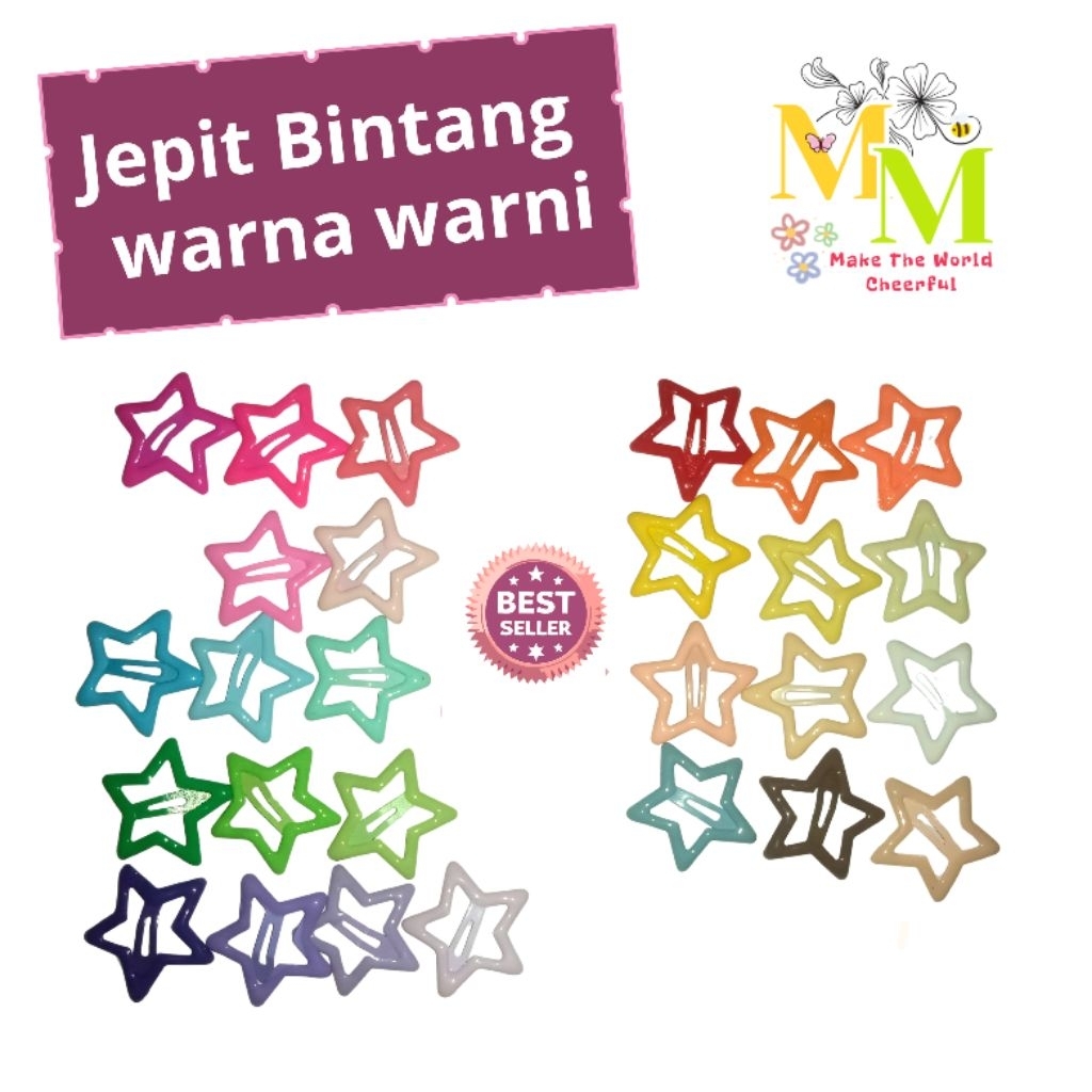 Jepit Rambut Bintang Warna-Warni Pastel Bold Viral
