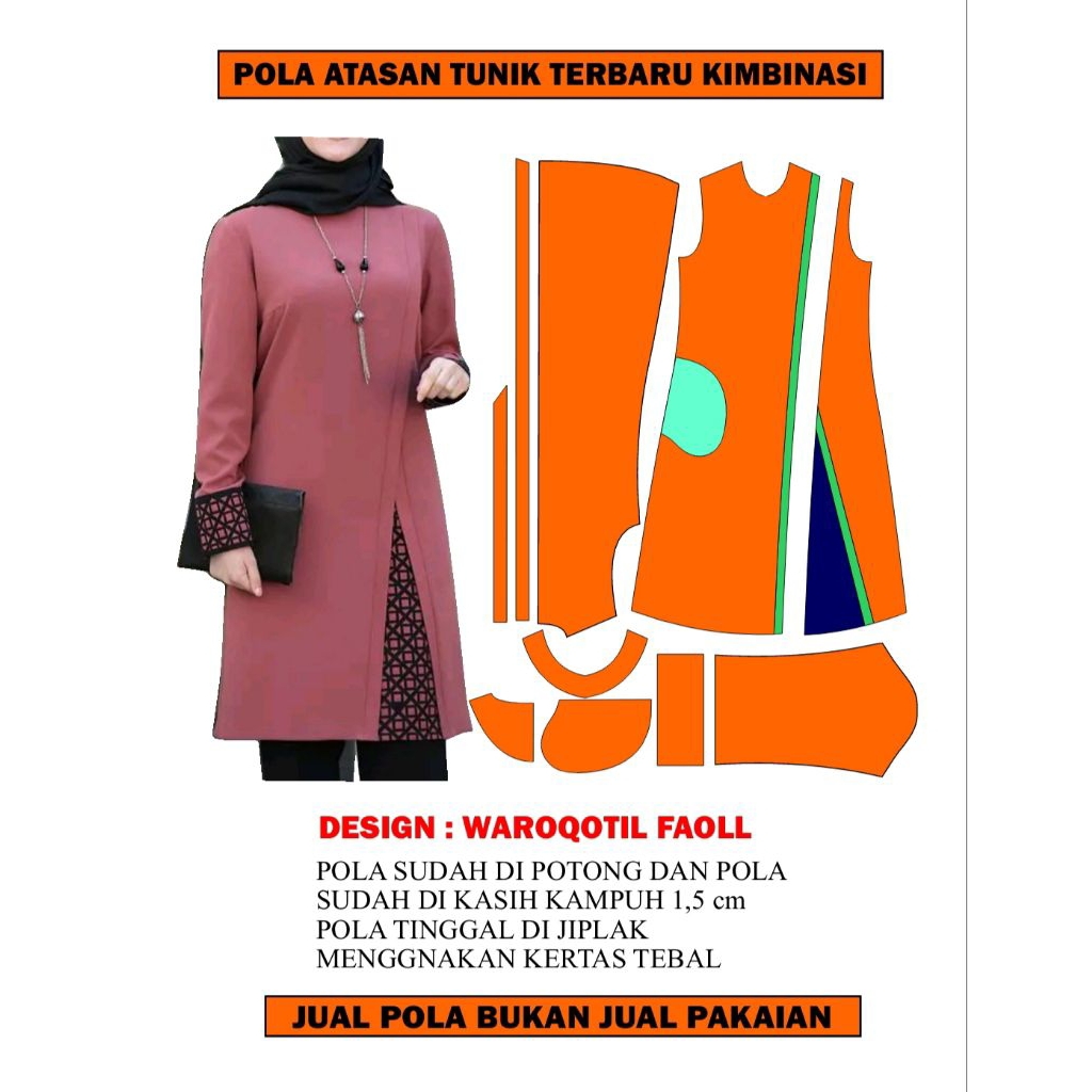 pola baju tunik kombinasi baru