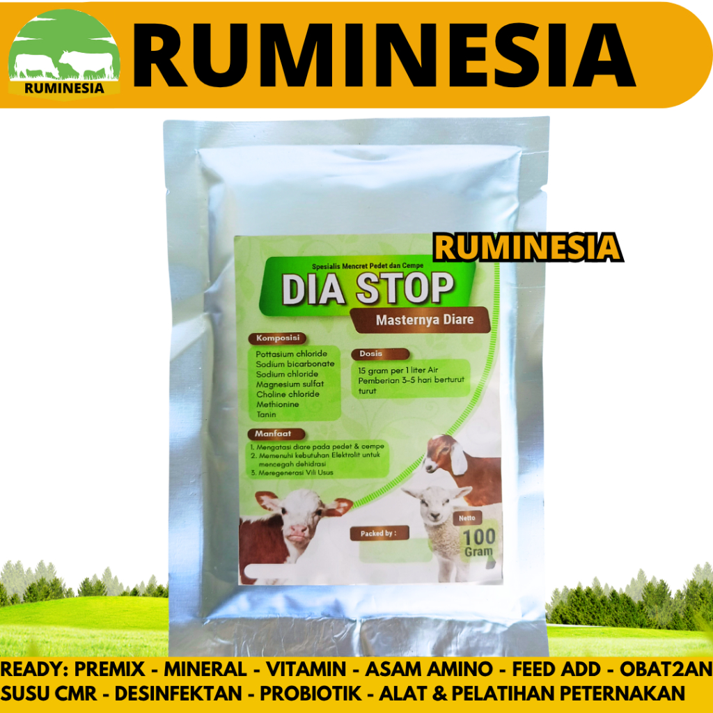DIA STOP 100 GRAM - Obat Mencret Kambing - Obat Mencret Sapi - Obat Mencret Domba - Obat Diare Terna
