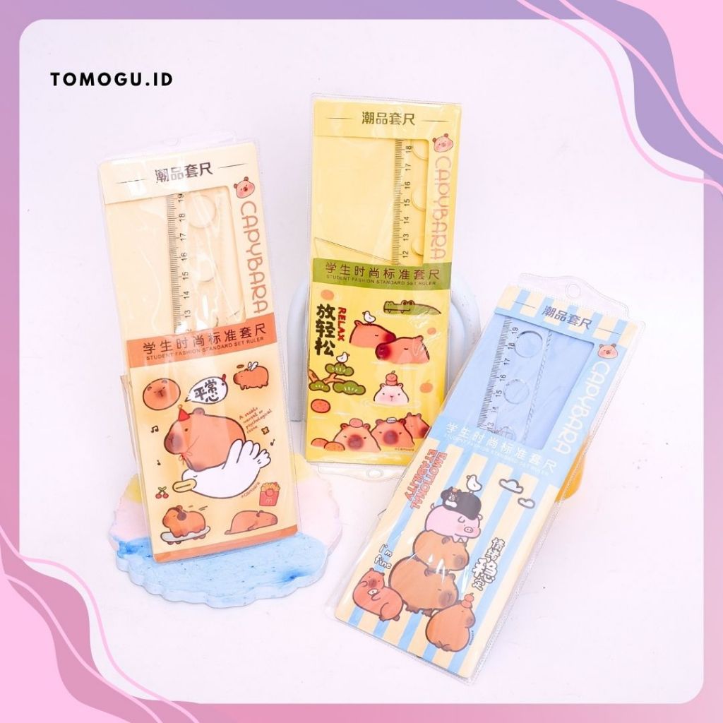 

Penggari polos 4 in 1 pouch capybara Ruler penggaris sekolah