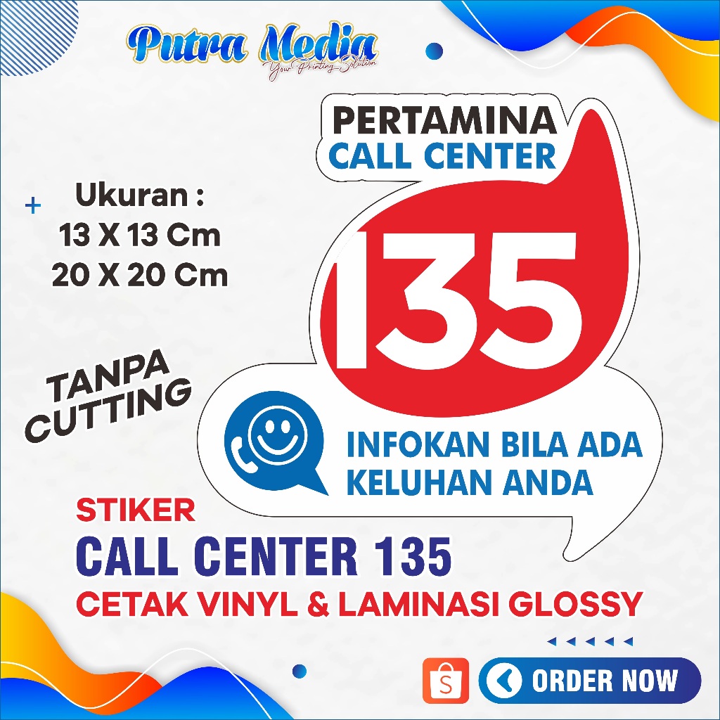 

Stiker Call Center 135 Pertamina SPBU Vinyl Laminasi Glossy