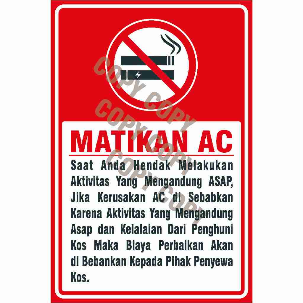 STIKER MATIKAN AC SAAT MEROKOK ATAU NGEVAPE+LAMINASI.GLOSY