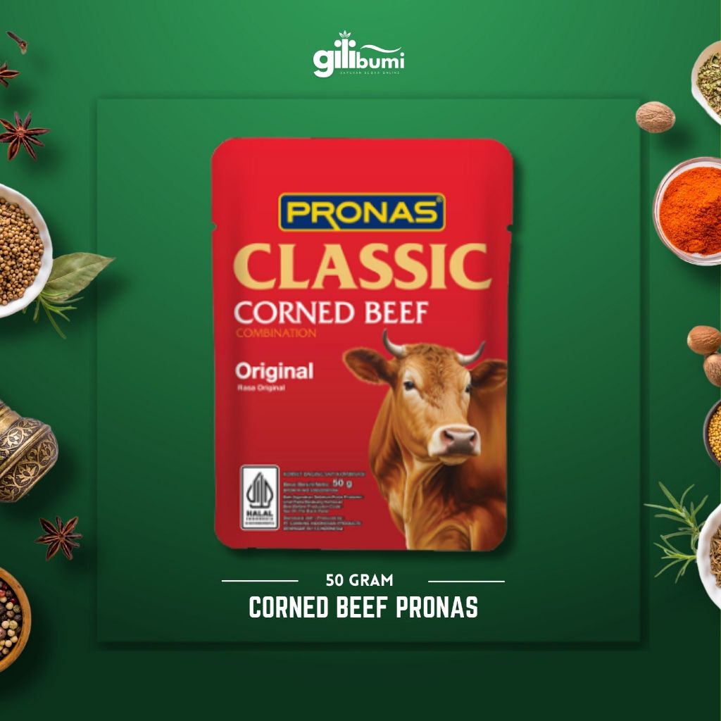 

Pronas Classic Corned Beef Original/ Kornet Sapi Sachet 50gr
