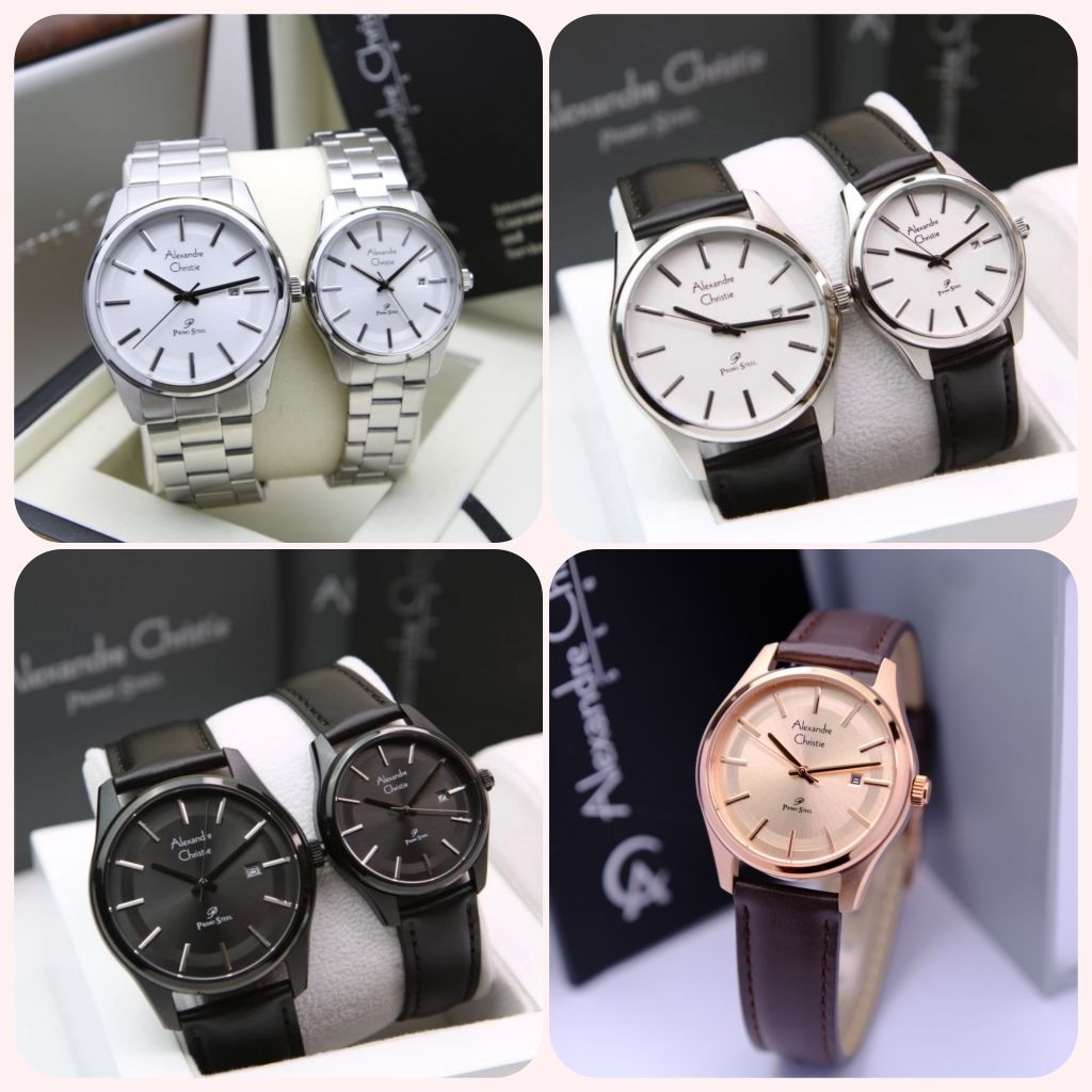 Jam Tangan couple AC 1027  kulit - Rantai Original