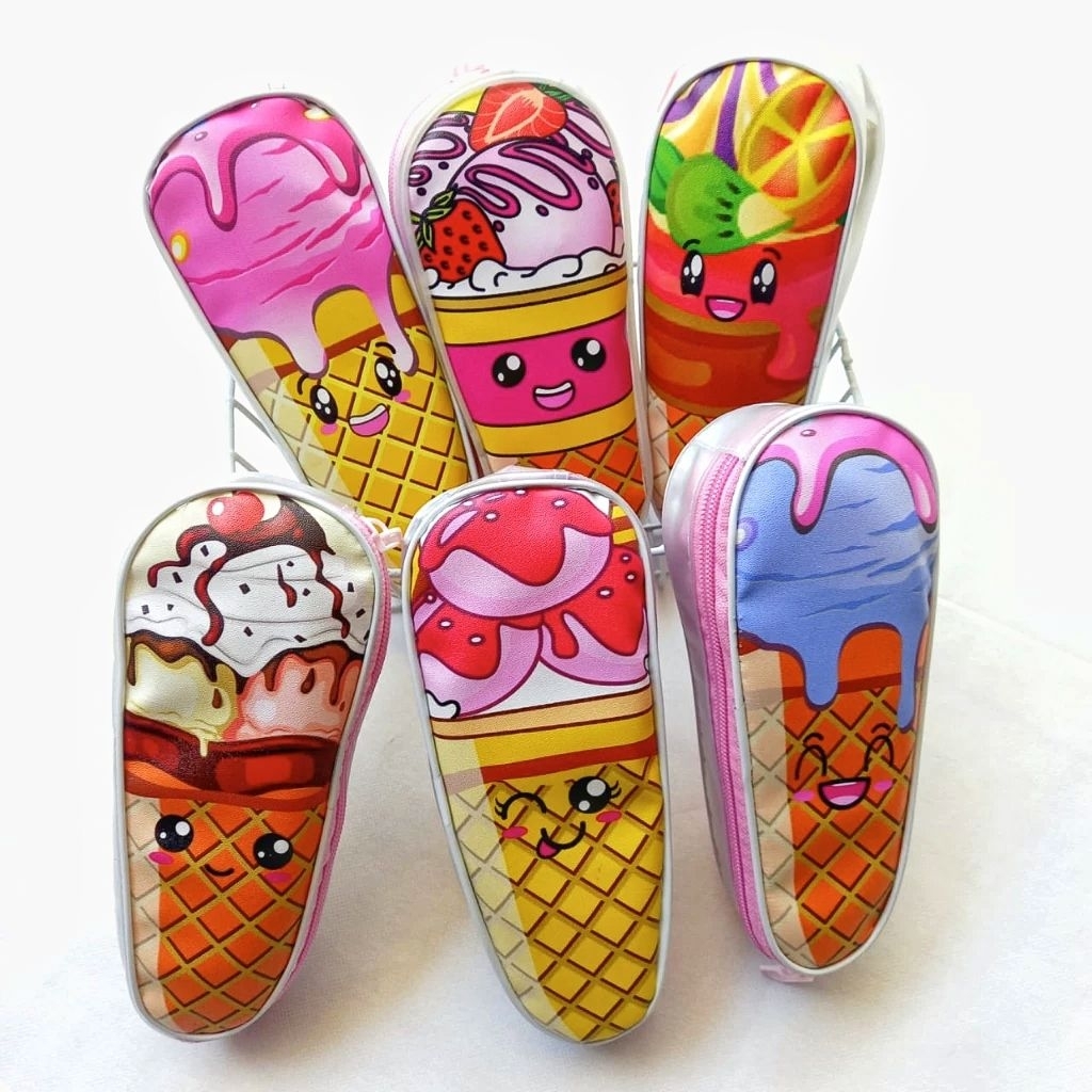 

(Ecer) Tempat Pensil Ice Cream Cone Sleting Pilih Warna Free Plastik Opp