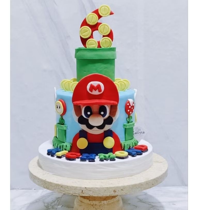 

Cake Ultah Tema Mario Bros uk 18cm / Kue Ulang Tahun anak / Kue Ulang Tahun Luigi Mario Bross