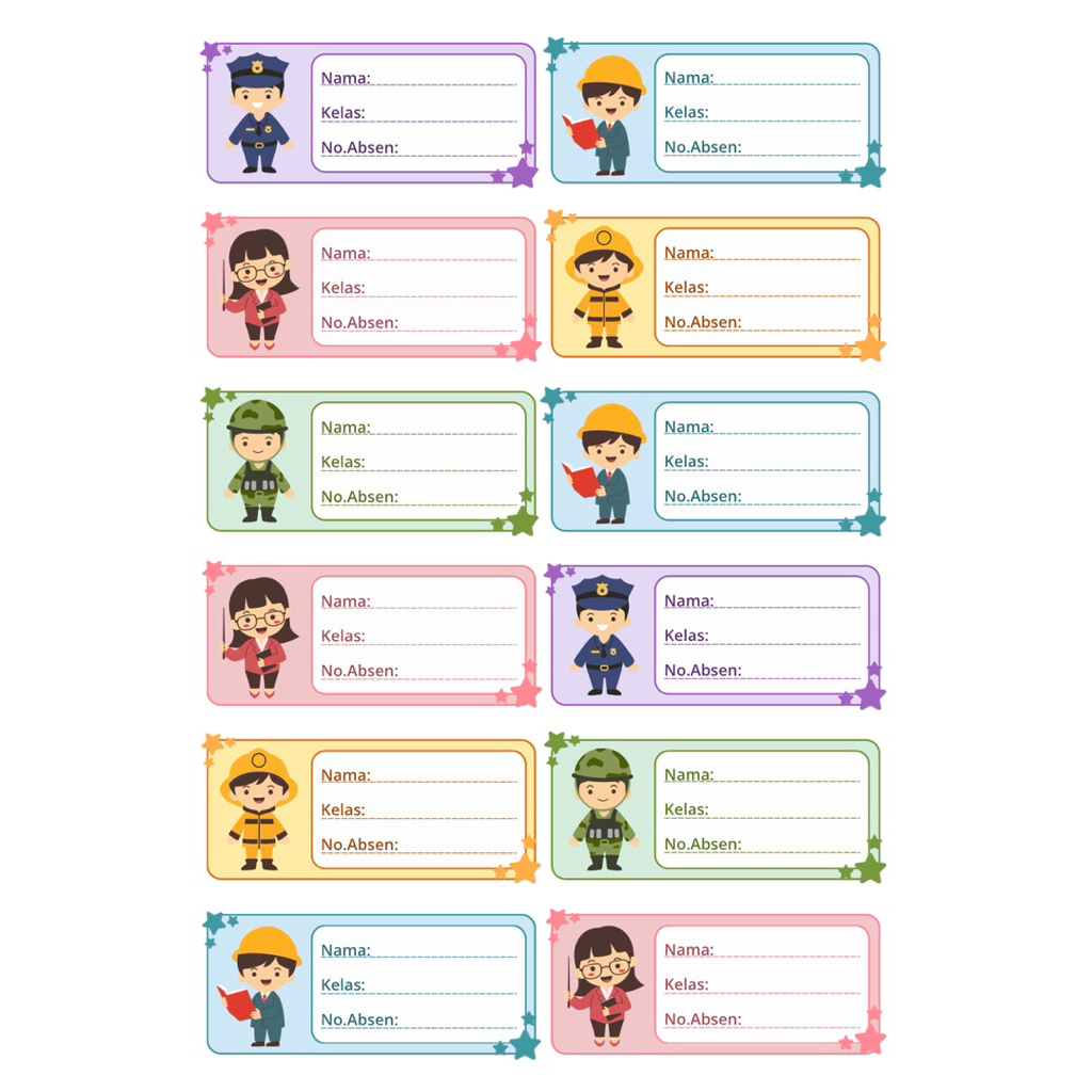 

Stiker Nama Buku Mapel Sekolah | Sticker Label Nama Anak