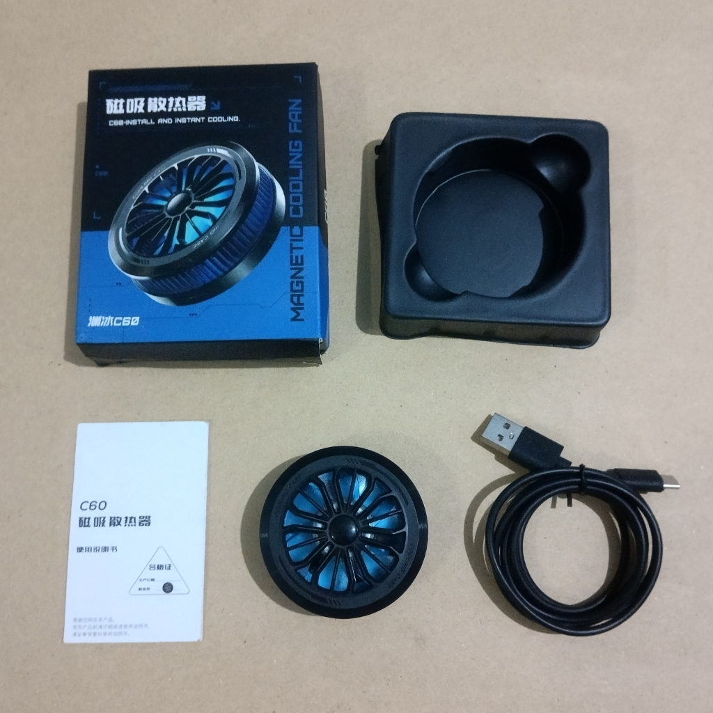 C60 Magnetic Fan Cooler Accessories Gaming Phone Cooler Pendingin Hp magnetik Cooling Fan Gaming