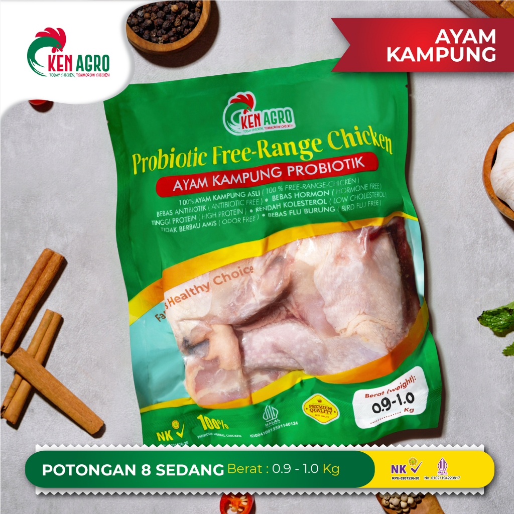 

Ken Agro Ayam Kampung Probiotik Potongan 8 Sedang M 0.9-1.0 kg Frozen